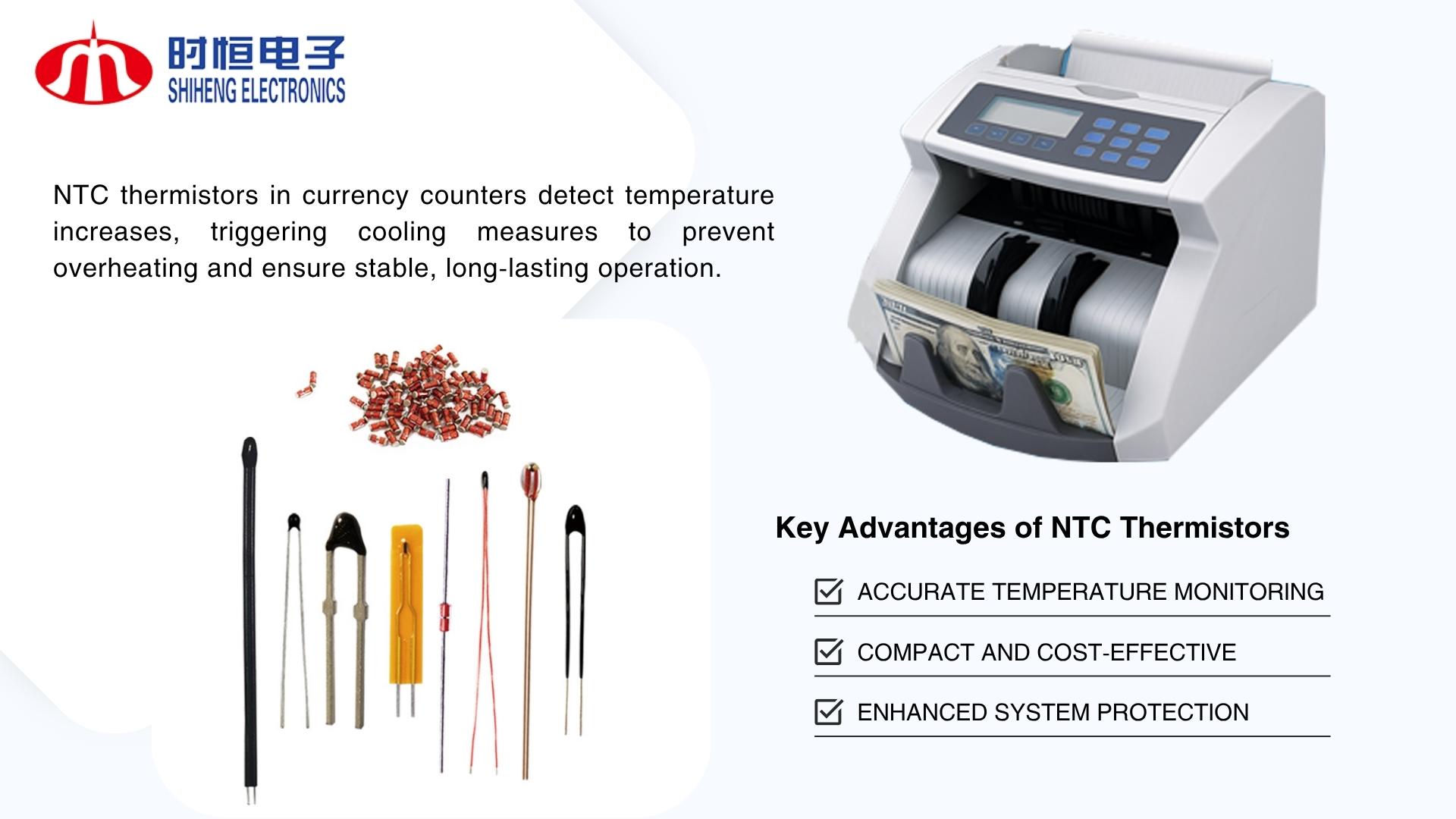 NTC thermistor for currency counters